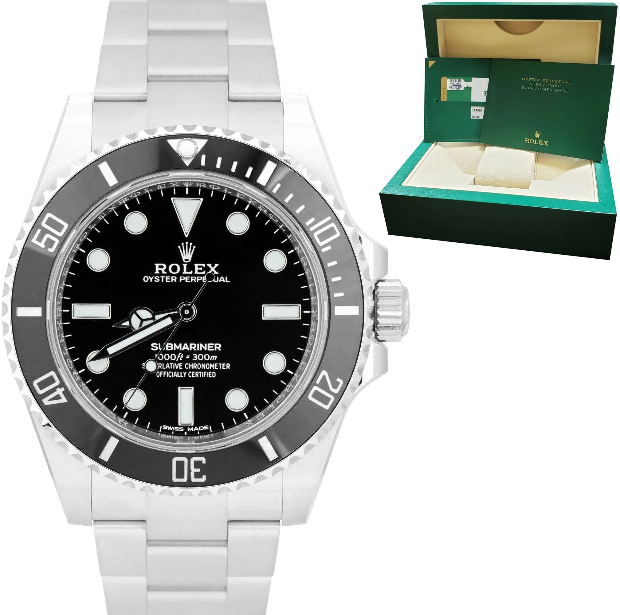 2019 Rolex Submariner No-Date Stainless 40mm Black Ceramic Dive Watch 114060 B P