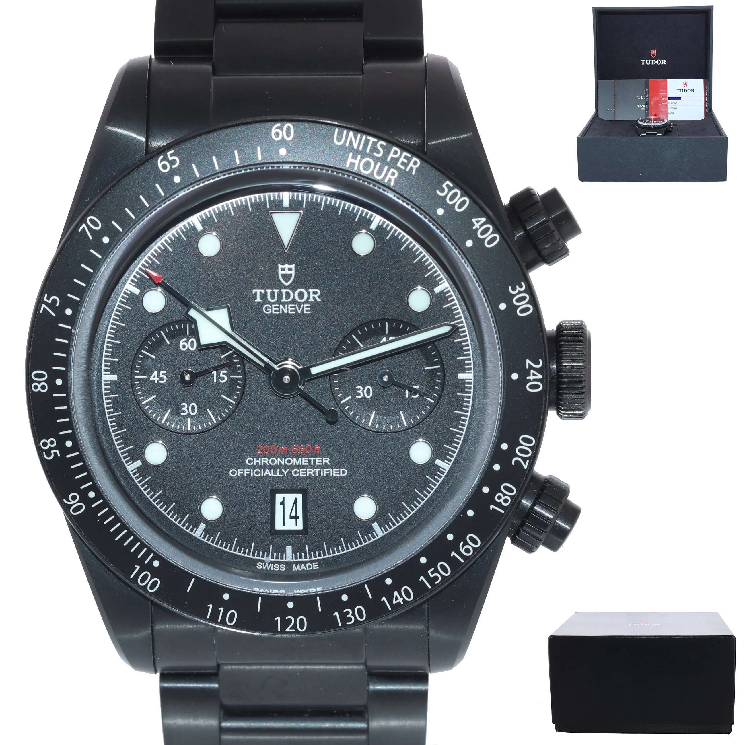 2019 Tudor Black Bay Chrono Dark Limited Edition 41mm Black PVD 79360 DK Watch