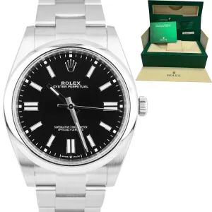 2020 MINT Rolex Oyster Perpetual 41mm Black Stainless Steel Oyster Watch 124300