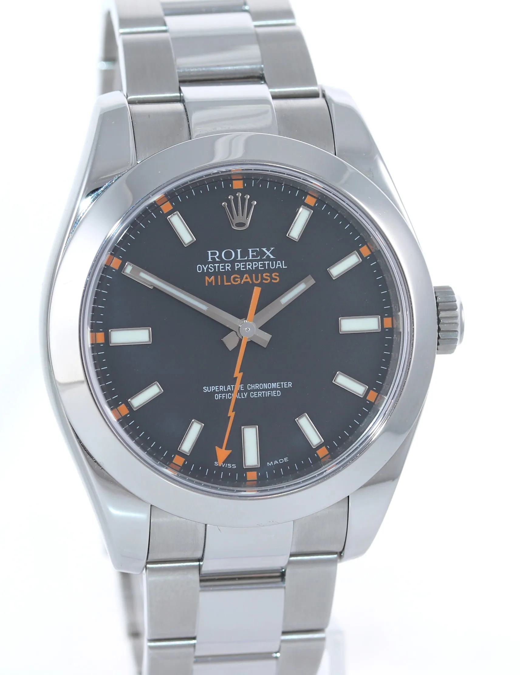 2020 RSC & PAPERS Rolex Milgauss 116400 Steel Black Anti-Magnetic Steel Watch