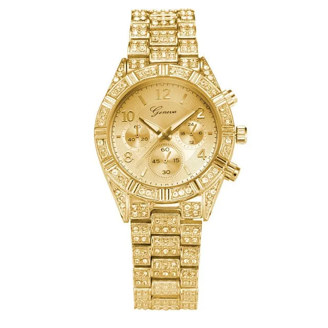 2020 Watches Brand Luxury Casual Fashion Stainless Steel Geneva Luxury Women Crystal Quartz Analog Wrist Watch dropshipping