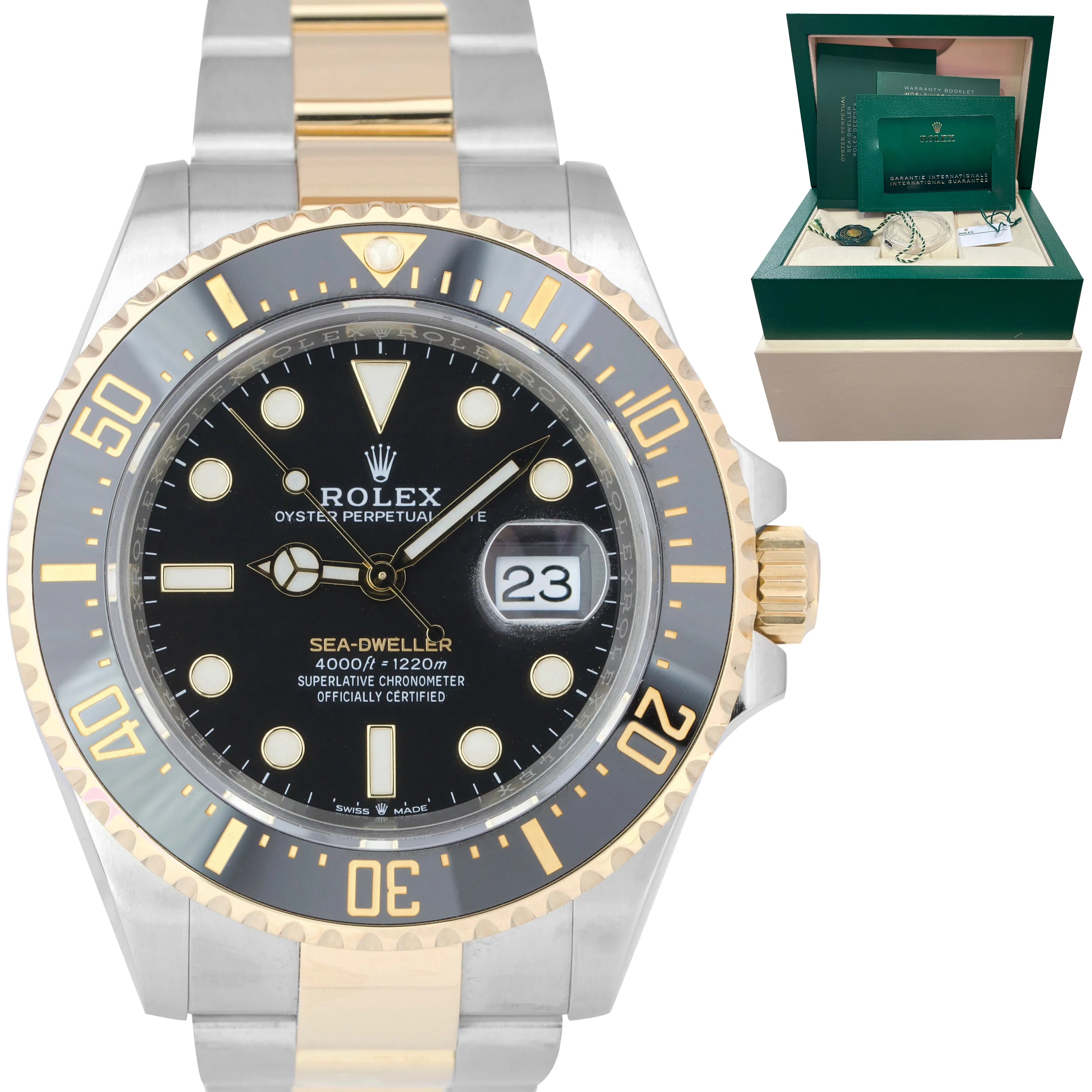 2021 MINT Rolex Sea-Dweller 43mm Two-Tone Yellow Gold Black Watch 126603