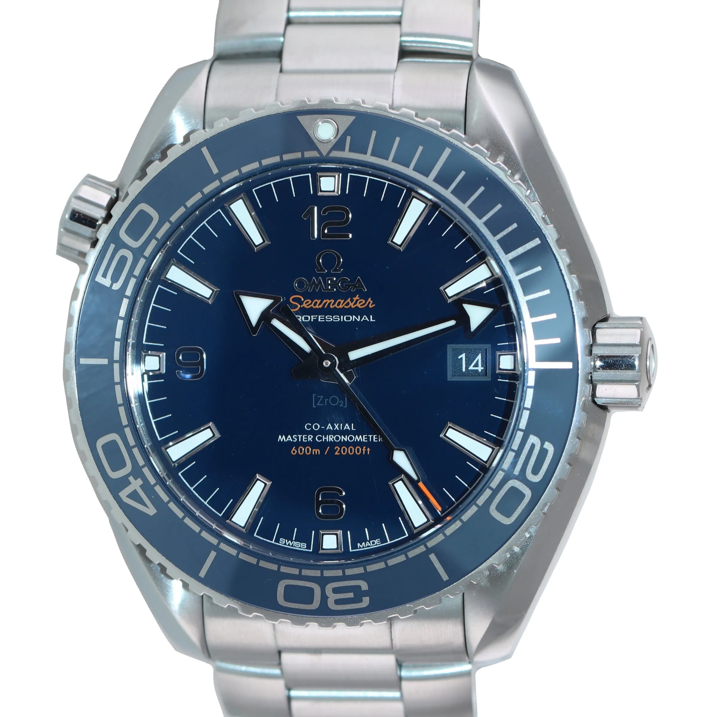 2021 NEW Omega Seamaster Planet Ocean 215.30.44.21.03.001 600M Blue Steel Watch