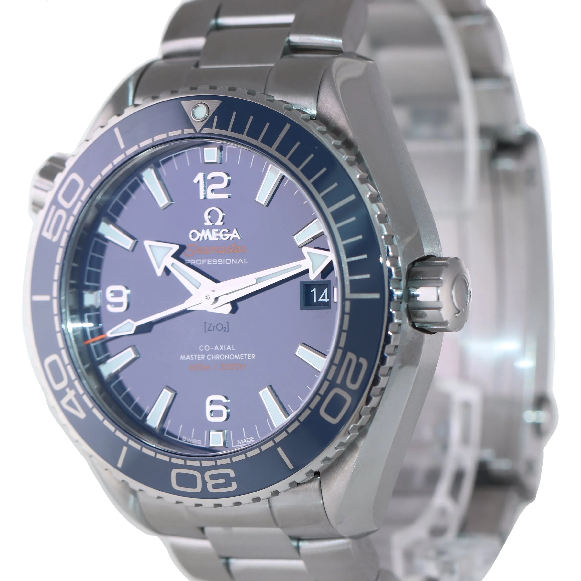 2021 NEW Omega Seamaster Planet Ocean 215.30.44.21.03.001 600M Blue Steel Watch