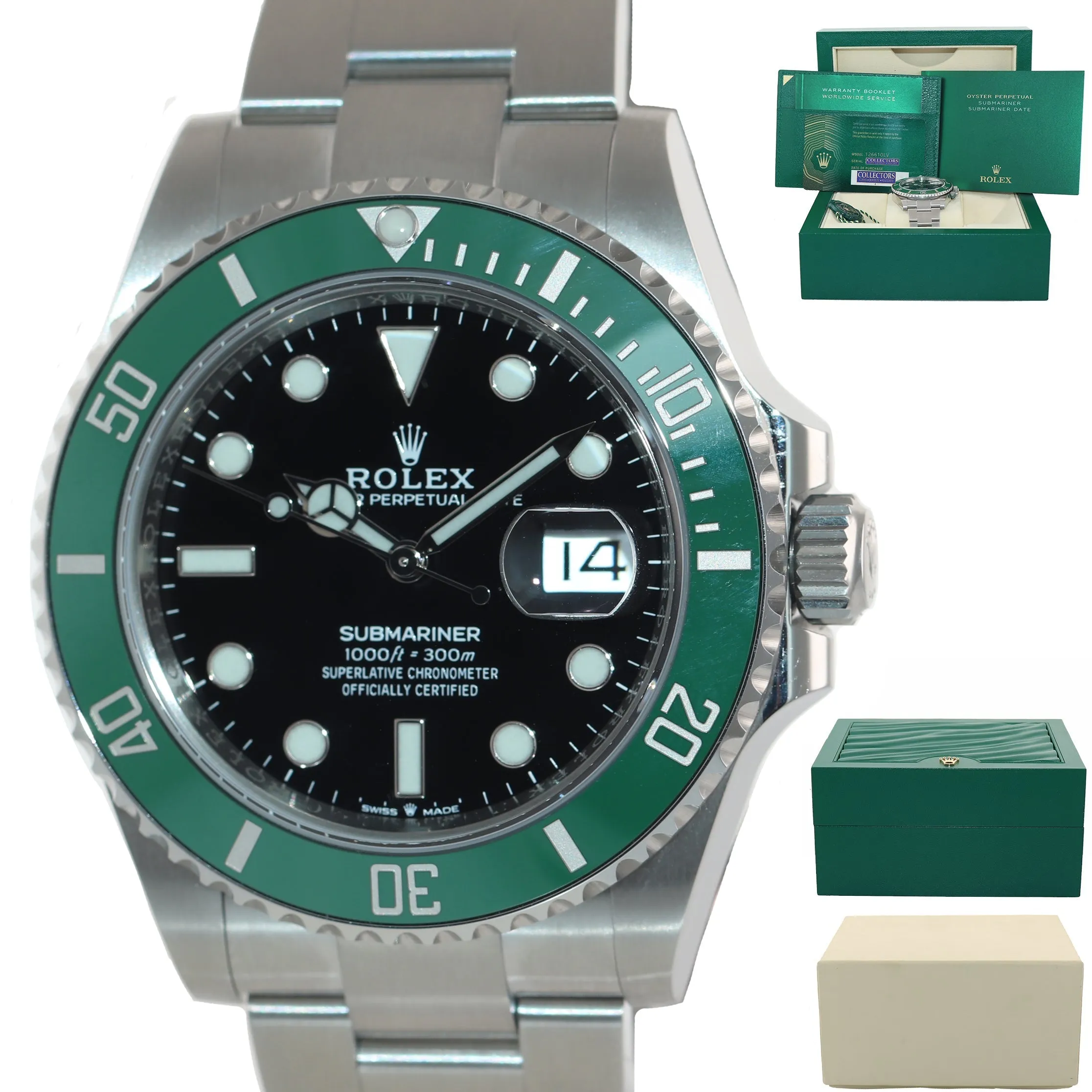 2021 NEW Rolex Submariner 41mm GREEN KERMIT Ceramic 126610LV Watch Box