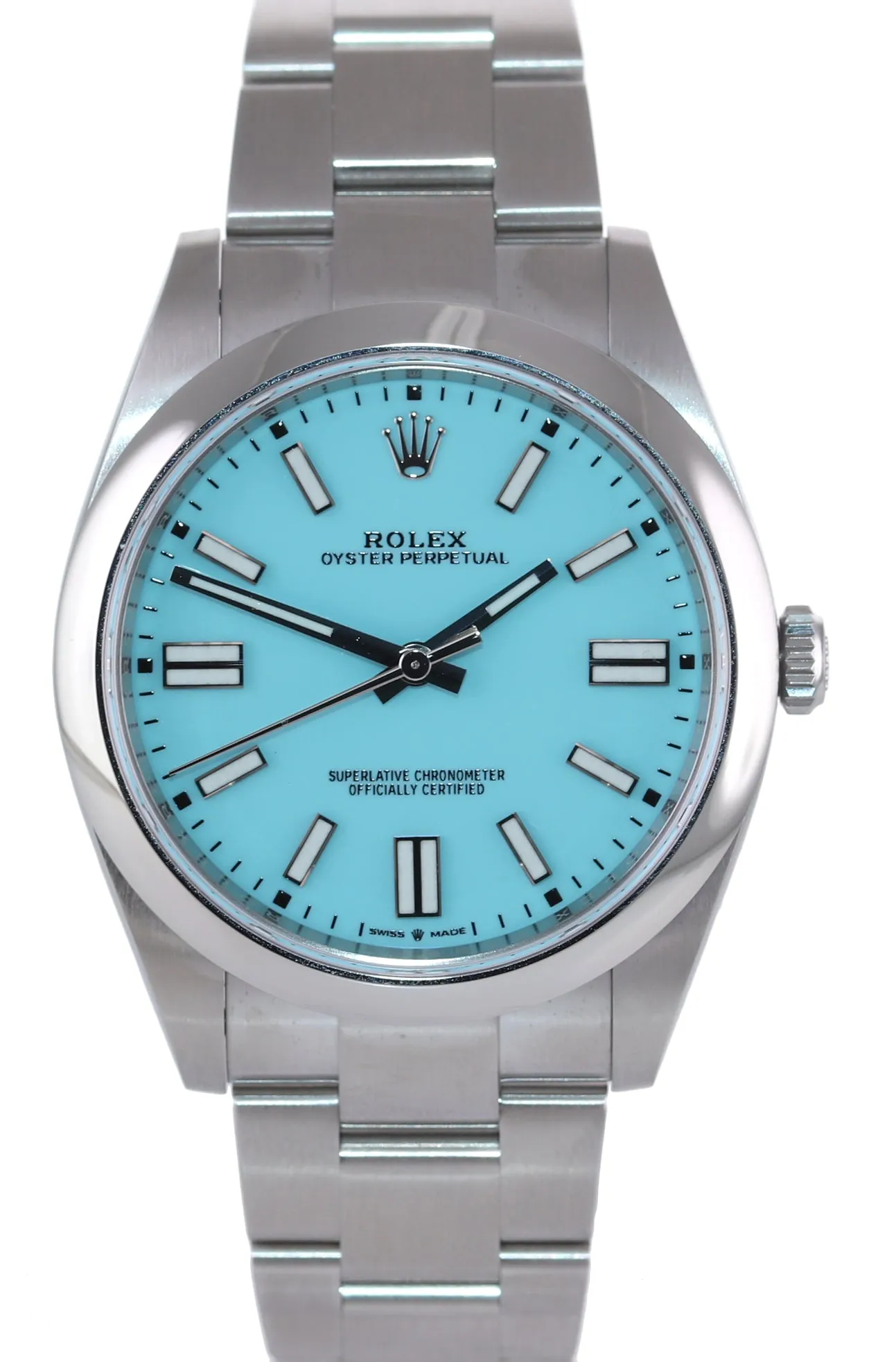 2021 PAPERS Rolex Oyster Perpetual 41mm Tiffany Blue Stick Oyster Watch 124300