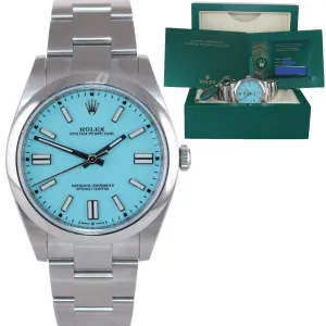 2021 PAPERS Rolex Oyster Perpetual 41mm Tiffany Blue Stick Oyster Watch 124300