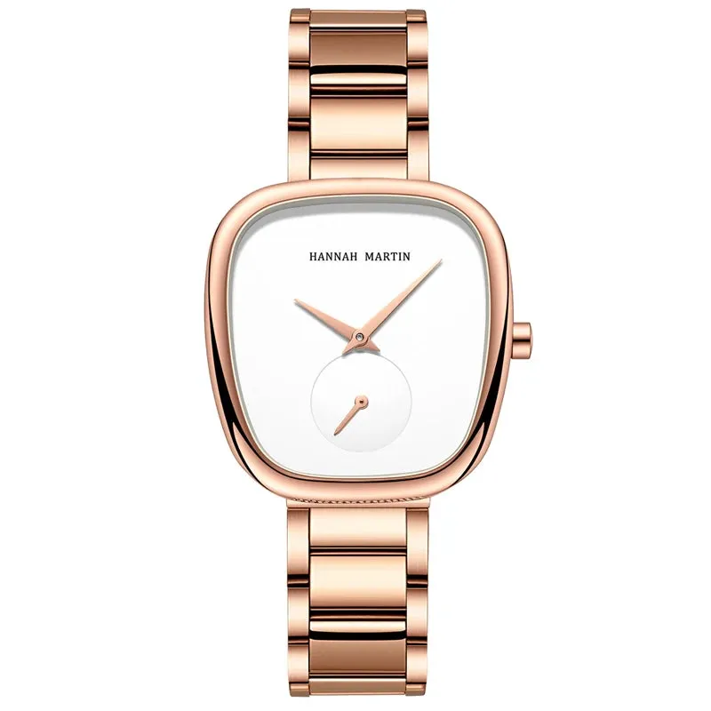 2025 New Women's Quartz Wristwatch 34mm Wine Barrel Rose Gold Black Stopwatch Fashionable Minimalist Style Oval Women's Watches