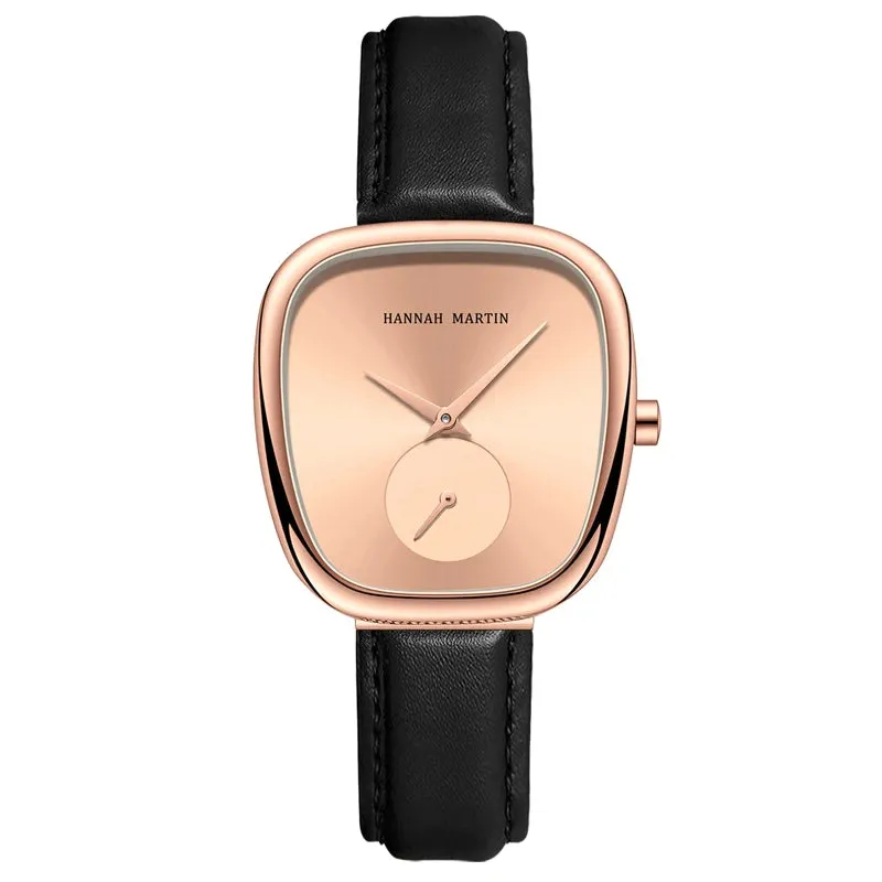 2025 New Women's Quartz Wristwatch 34mm Wine Barrel Rose Gold Black Stopwatch Fashionable Minimalist Style Oval Women's Watches