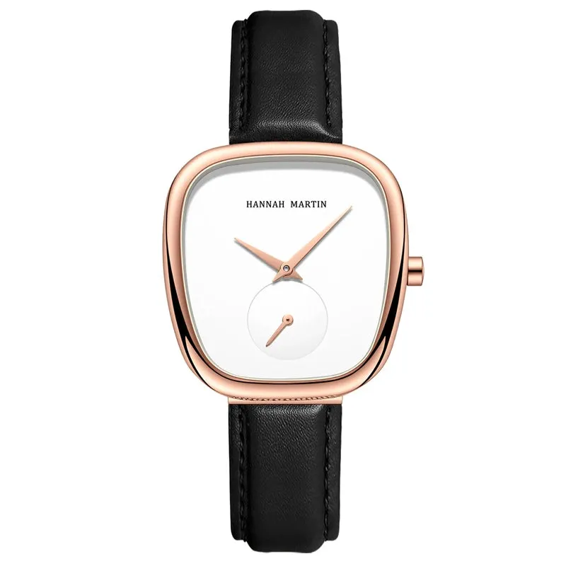 2025 New Women's Quartz Wristwatch 34mm Wine Barrel Rose Gold Black Stopwatch Fashionable Minimalist Style Oval Women's Watches