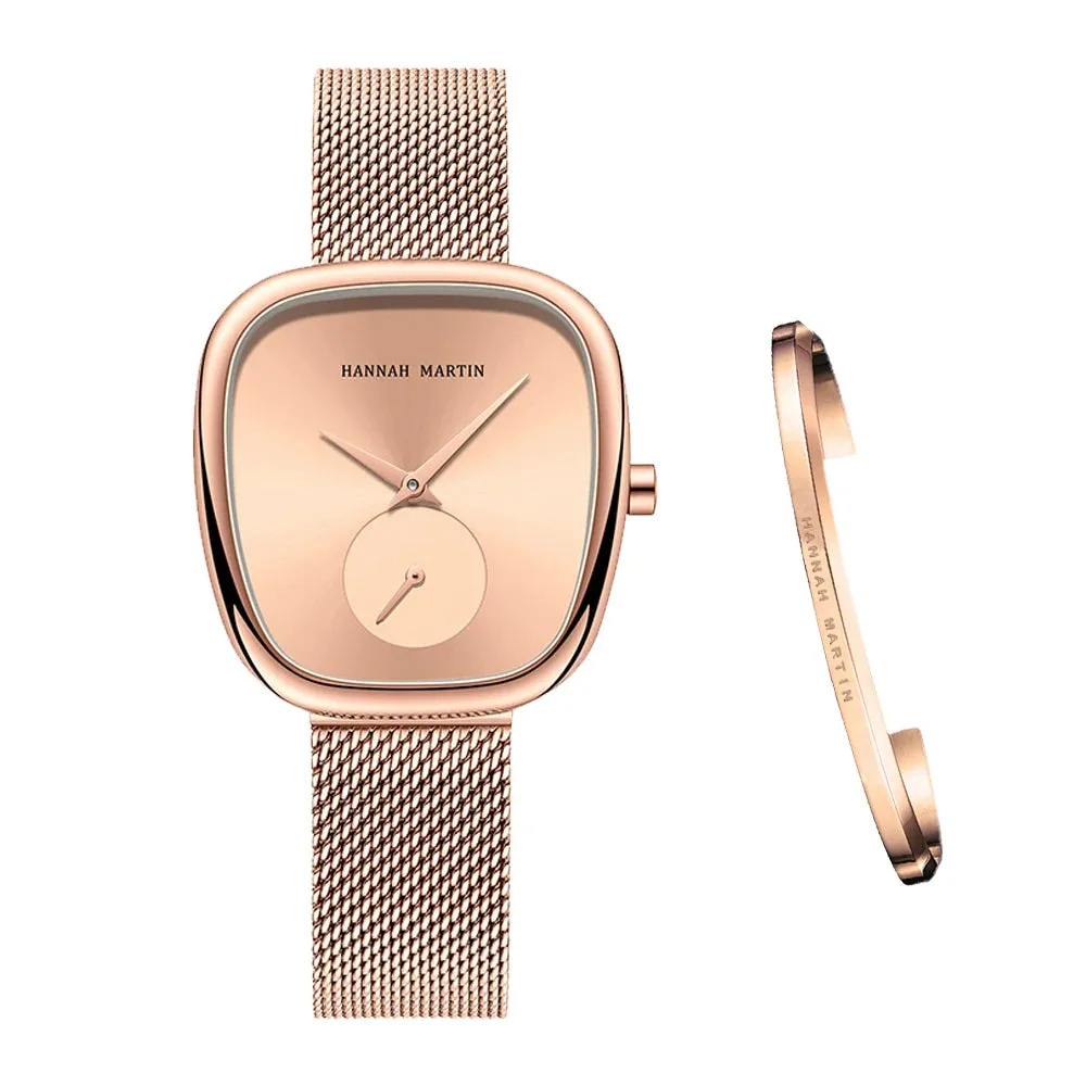 2025 New Women's Quartz Wristwatch 34mm Wine Barrel Rose Gold Black Stopwatch Fashionable Minimalist Style Oval Women's Watches