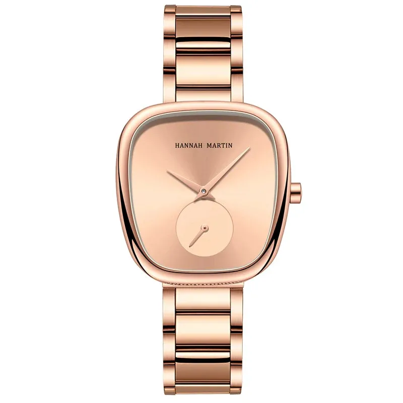 2025 New Women's Quartz Wristwatch 34mm Wine Barrel Rose Gold Black Stopwatch Fashionable Minimalist Style Oval Women's Watches