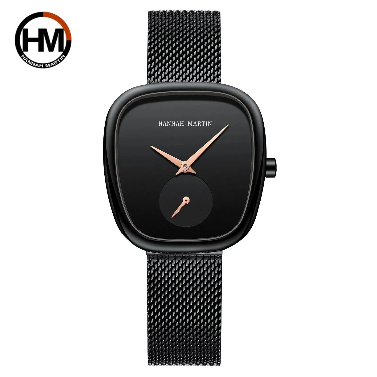 2025 New Women's Quartz Wristwatch 34mm Wine Barrel Rose Gold Black Stopwatch Fashionable Minimalist Style Oval Women's Watches