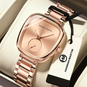 2025 New Women's Quartz Wristwatch 34mm Wine Barrel Rose Gold Black Stopwatch Fashionable Minimalist Style Oval Women's Watches