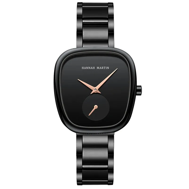 2025 New Women's Quartz Wristwatch 34mm Wine Barrel Rose Gold Black Stopwatch Fashionable Minimalist Style Oval Women's Watches