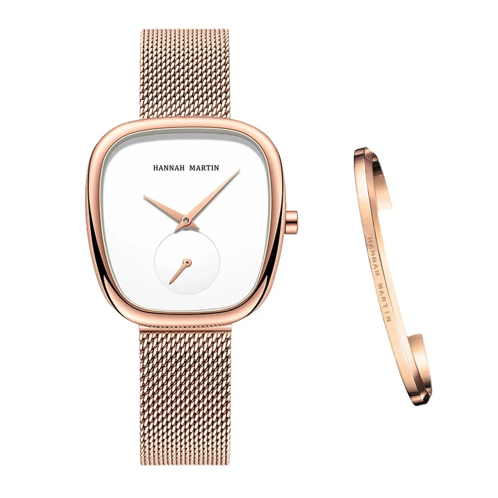 2025 New Women's Quartz Wristwatch 34mm Wine Barrel Rose Gold Black Stopwatch Fashionable Minimalist Style Oval Women's Watches