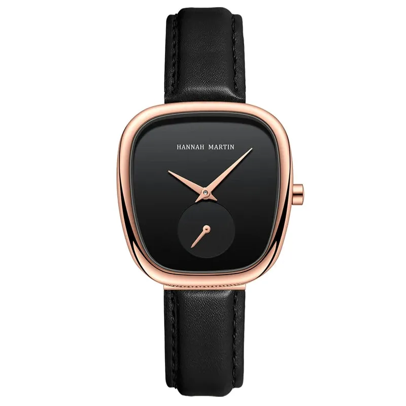 2025 New Women's Quartz Wristwatch 34mm Wine Barrel Rose Gold Black Stopwatch Fashionable Minimalist Style Oval Women's Watches