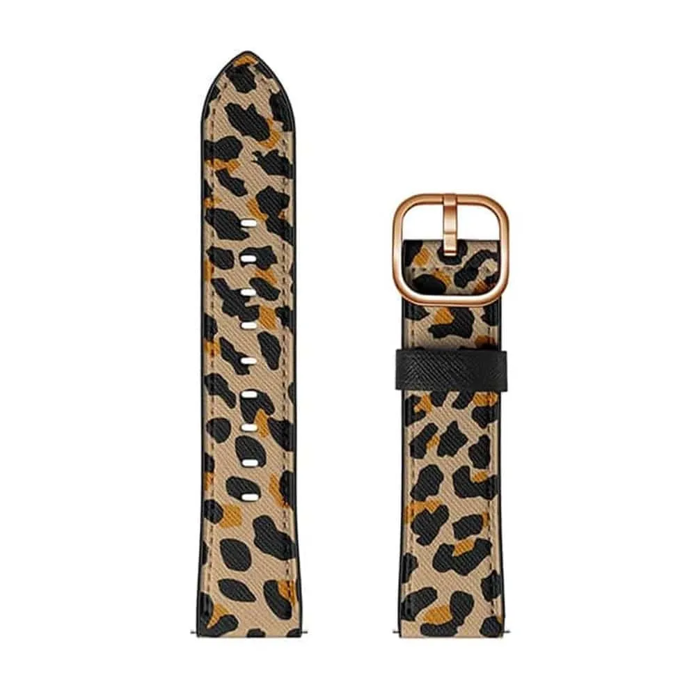 22mm Universal Watch Vegan Leather Strap for Samsung/Huawei- Leopard
