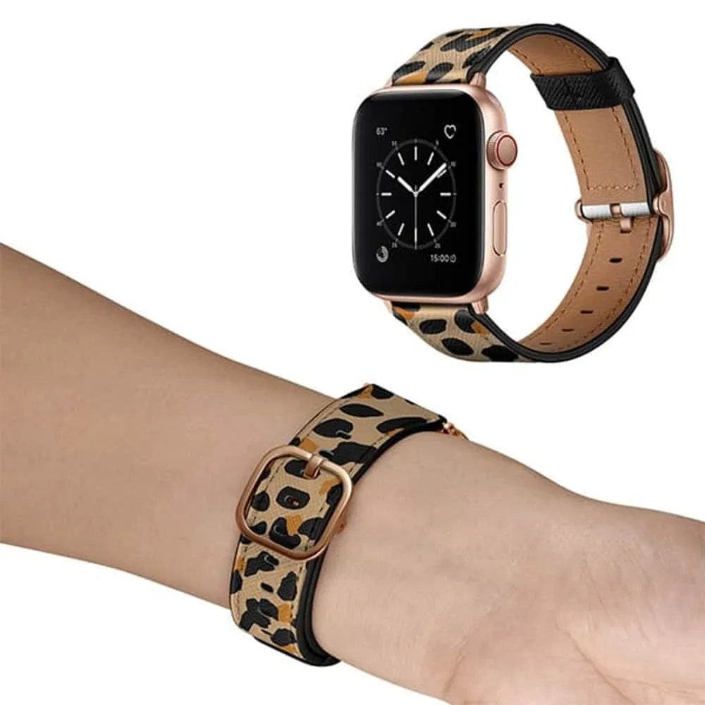 22mm Universal Watch Vegan Leather Strap for Samsung/Huawei- Leopard
