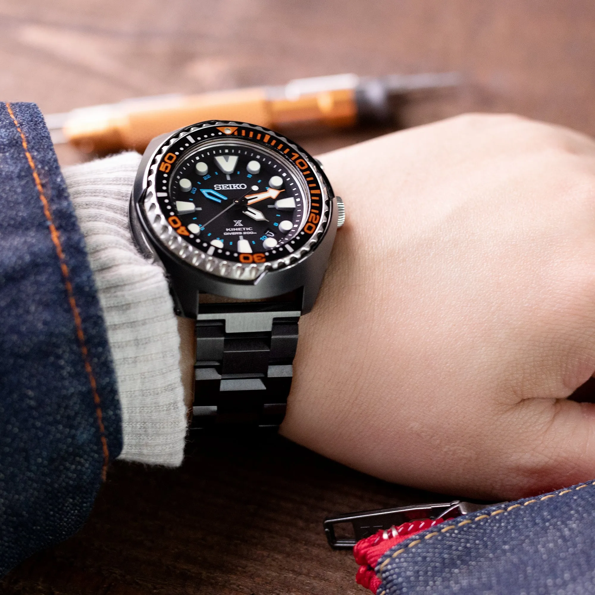 24mm Hexad (Pull-Twist) QR Watch Band Straight End Quick Release, 316L Stainless Steel Diamond-like Carbon (DLC coating) V-Clasp