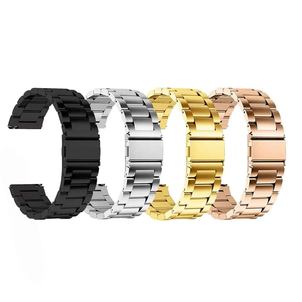 24mm watch 3 links stainless-steel strap - Black