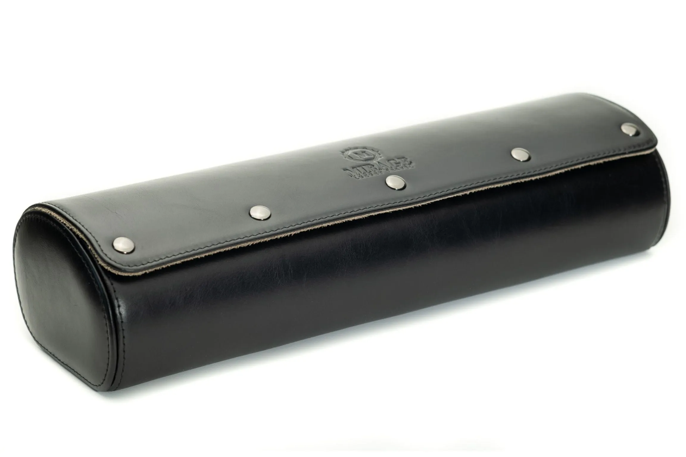 4 Watches Travel Case Full-grain Cow Leather - Sable Black Watch Roll