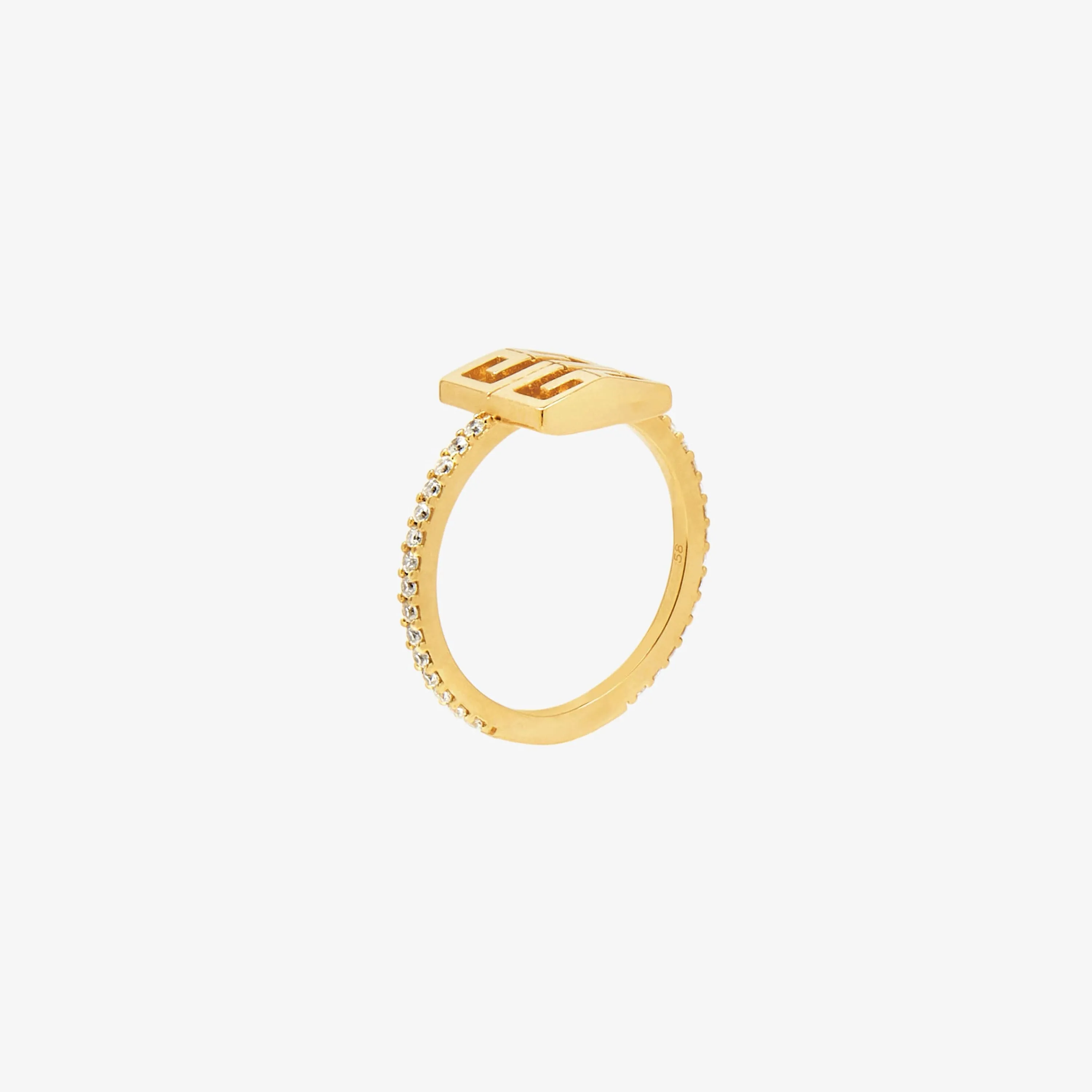 4G ring in metal with crystals