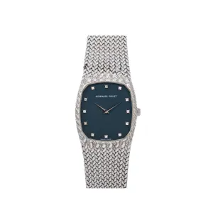 A&P Luxury Watches Cobra Vintage 'Ladies' White Gold Navy Blue Diamond Dial (1970)