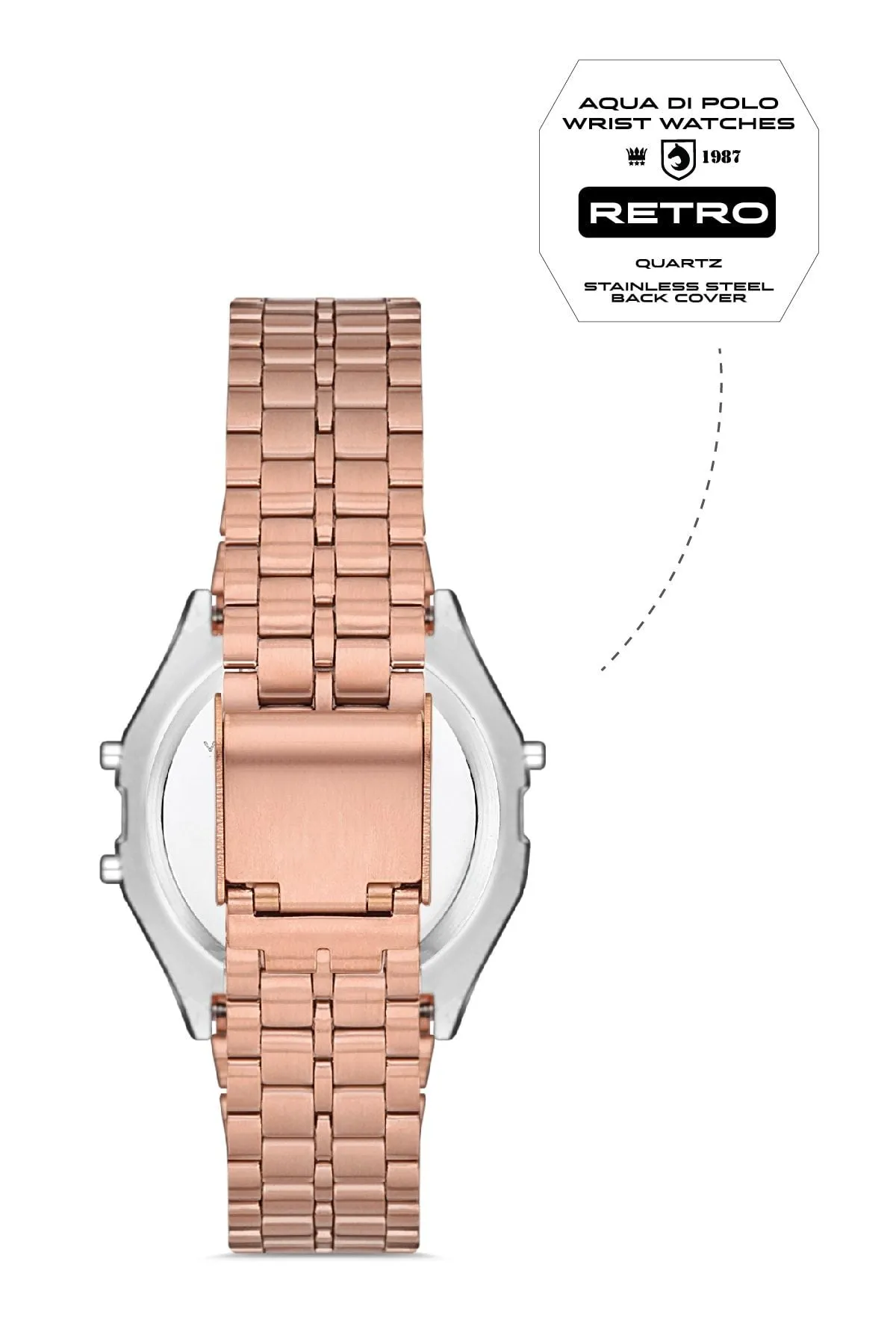 Aqua di Polo 1987 Rose Gold Metal Retro Kurukafa Kadın Kol Saati APWA064602