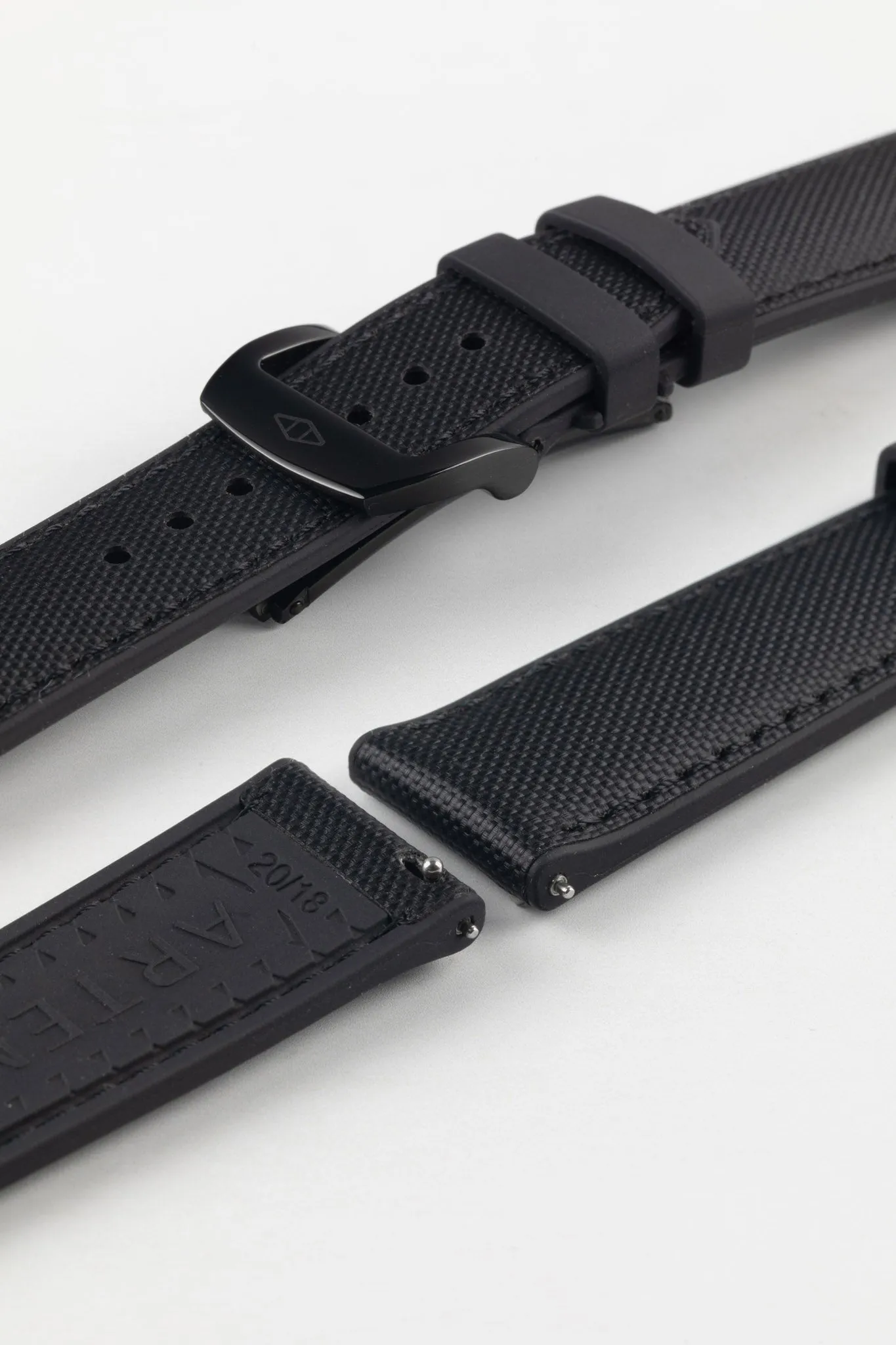 Artem Straps HydroFlex™ Black Hybrid FKM Rubber Watch Strap with Black Stitching