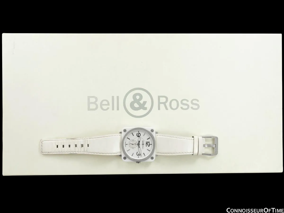 Bell & Ross BRS Phantom White Ladies Large Aviator's Watch - BRS-98-WCS