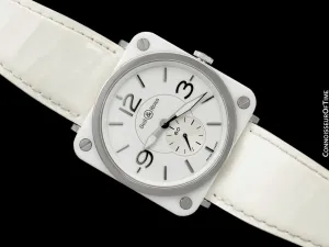 Bell & Ross BRS Phantom White Ladies Large Aviator's Watch - BRS-98-WCS