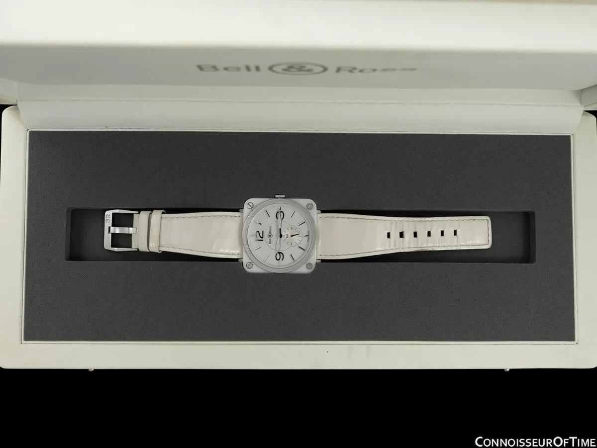 Bell & Ross BRS Phantom White Ladies Large Aviator's Watch - BRS-98-WCS