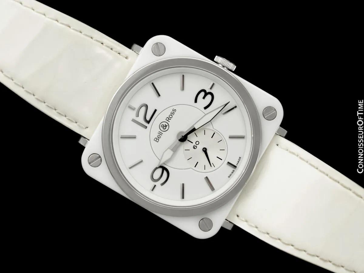 Bell & Ross BRS Phantom White Ladies Large Aviator's Watch - BRS-98-WCS