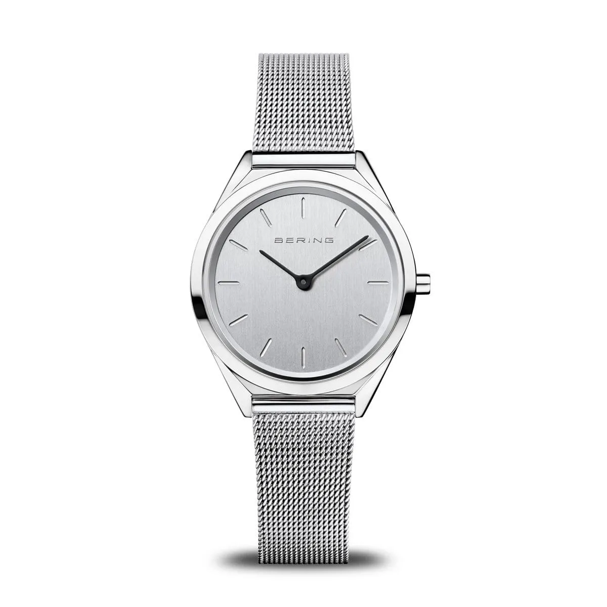 BERING Ultra Slim 31mm Polished Case Silver Mesh Strap Women's Watch 17031-000