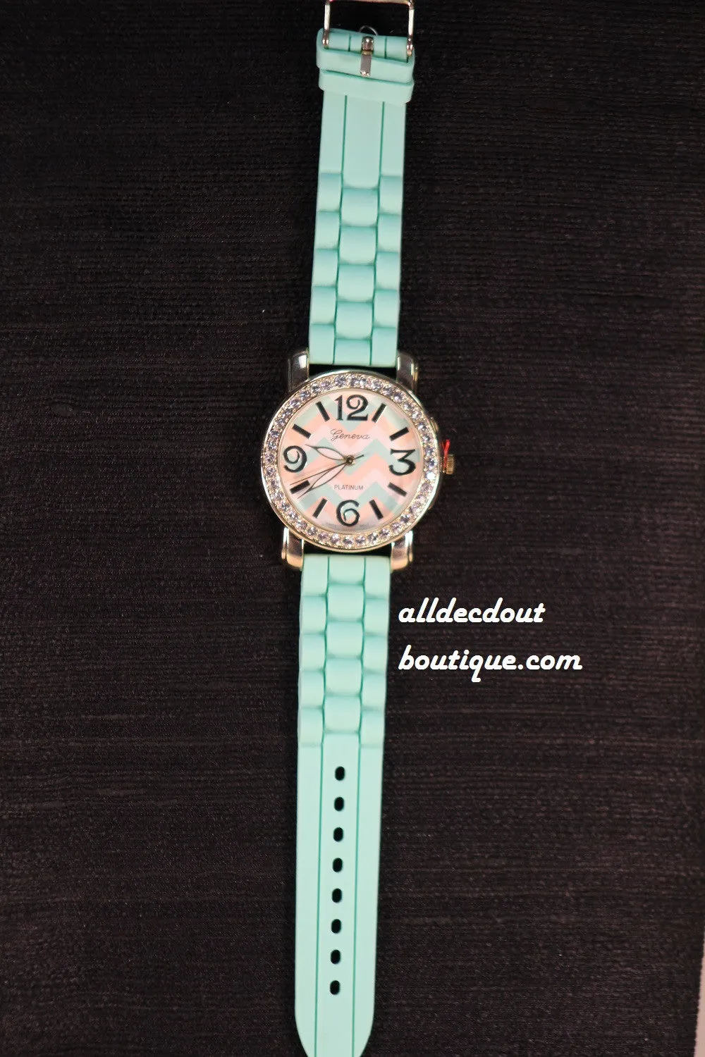 Blue/Blue Cream Gold/Clear Rhinestones | Silicone Band