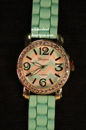 Blue/Blue Cream Gold/Clear Rhinestones | Silicone Band