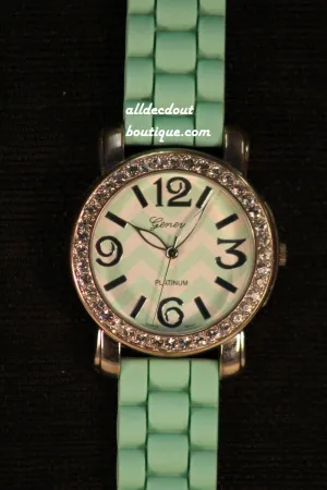 Blue/Blue White Clear Rhinestones | Silicone Band