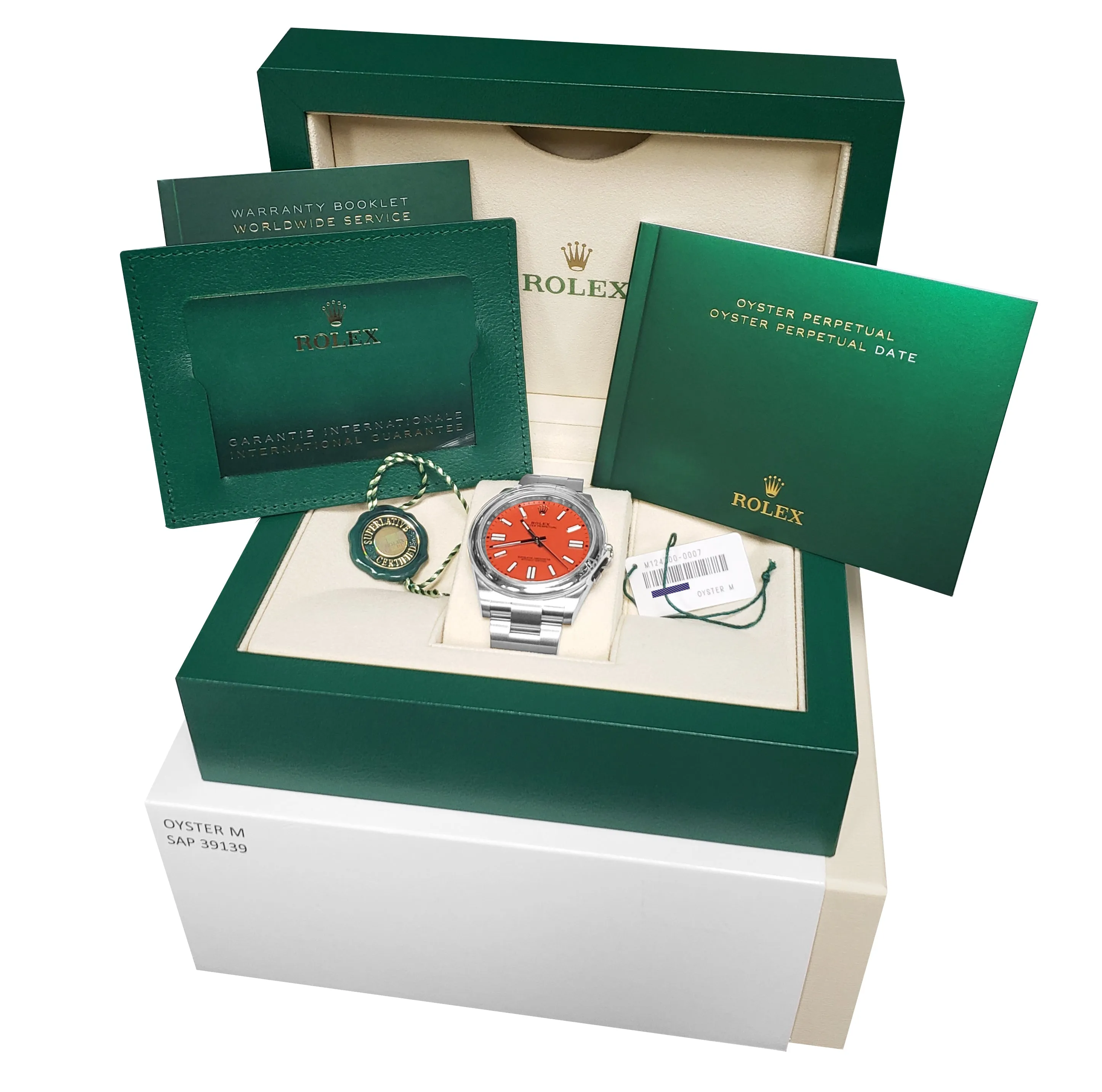 BRAND NEW 2021 Rolex Oyster Perpetual 41mm CORAL RED Oyster Watch 124300