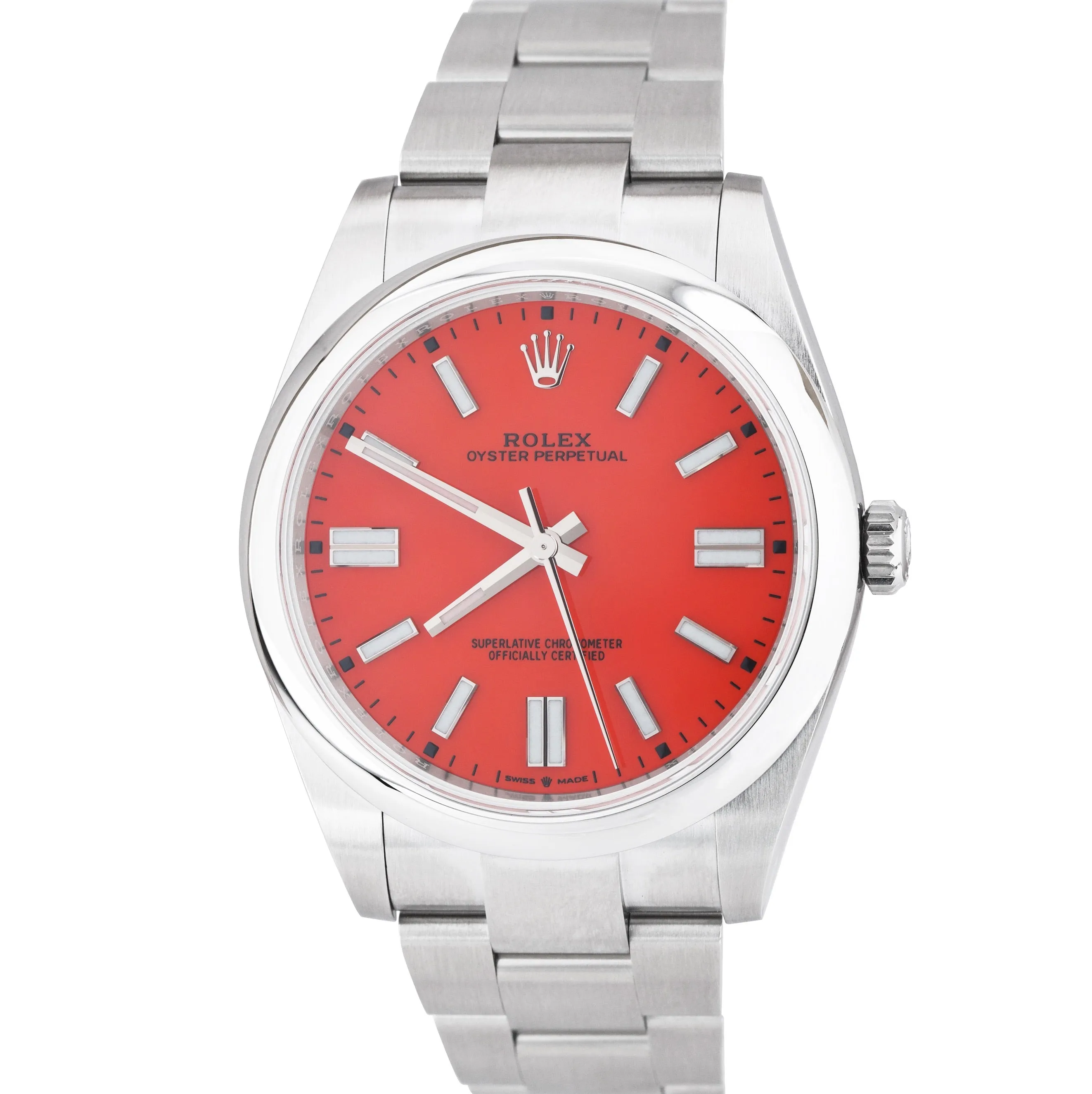 BRAND NEW 2021 Rolex Oyster Perpetual 41mm CORAL RED Oyster Watch 124300