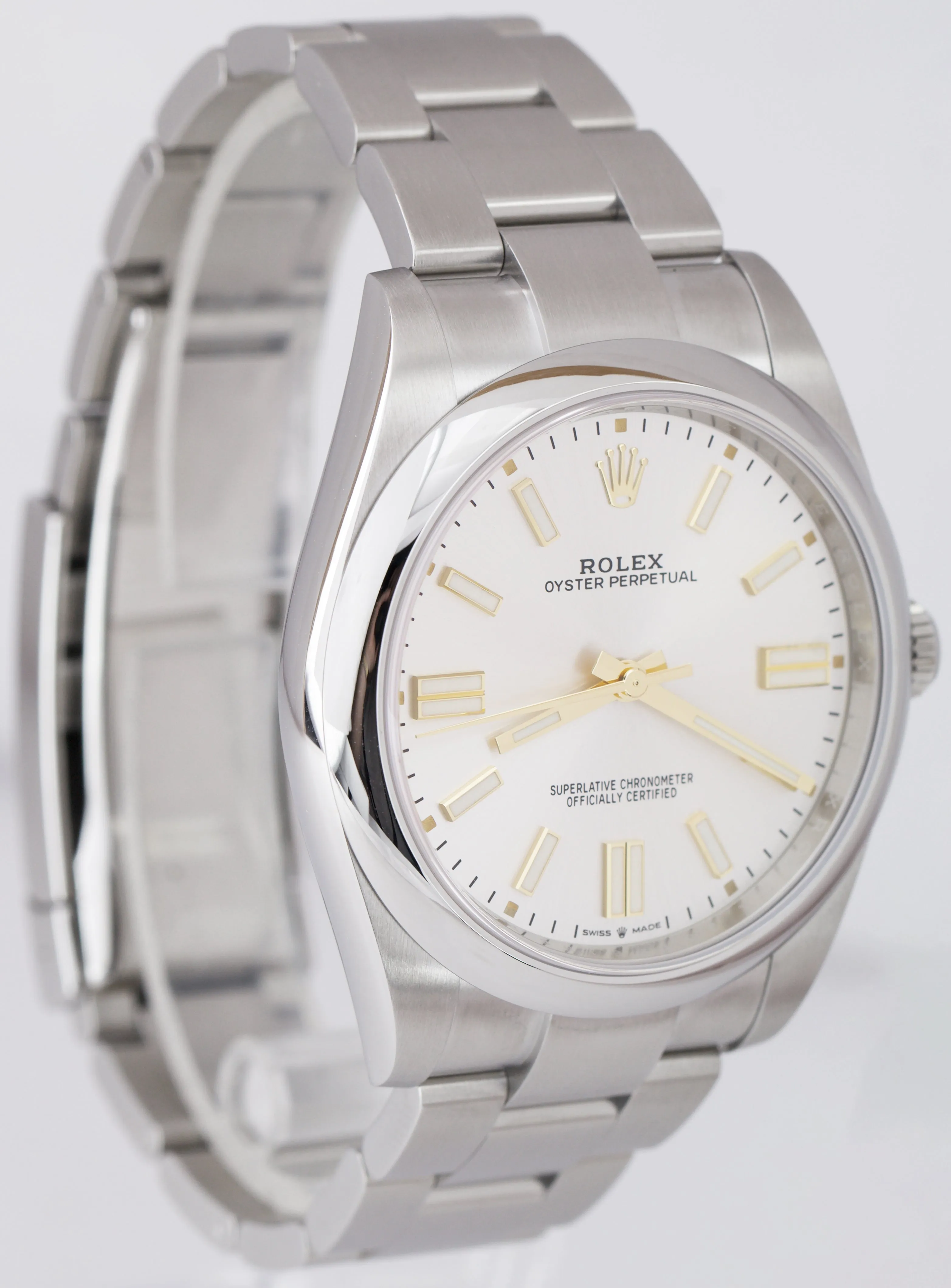 BRAND NEW MAY 2021 Rolex Oyster Perpetual 41mm SILVER GOLD Oyster Watch 124300