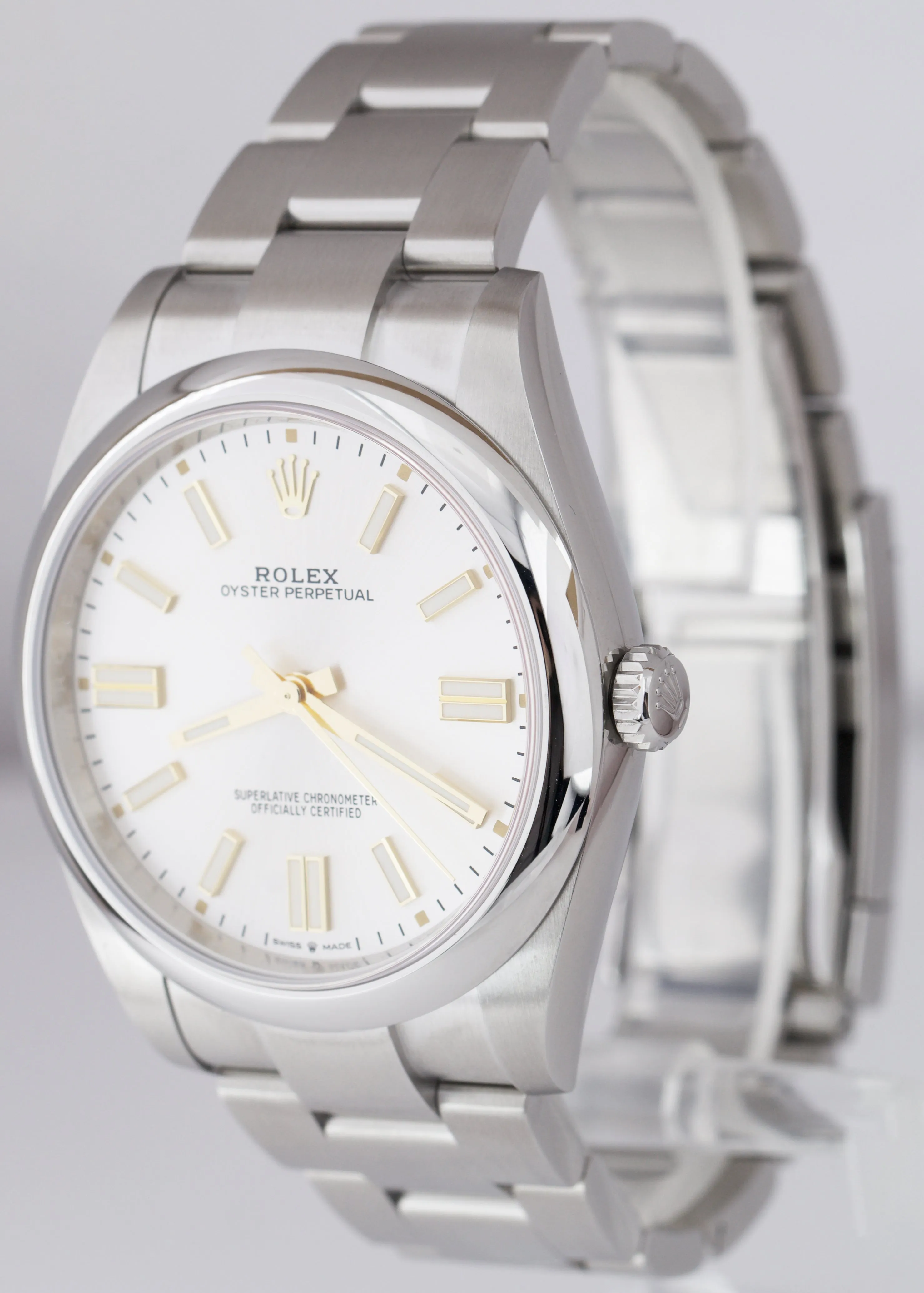 BRAND NEW MAY 2021 Rolex Oyster Perpetual 41mm SILVER GOLD Oyster Watch 124300