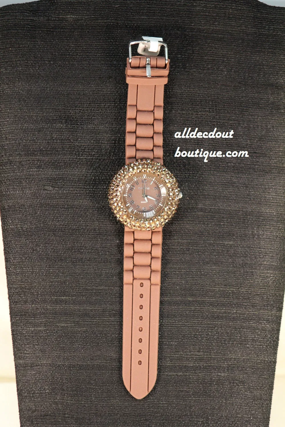 Brown/Brown, Brown Rhinestones | Silicone Band