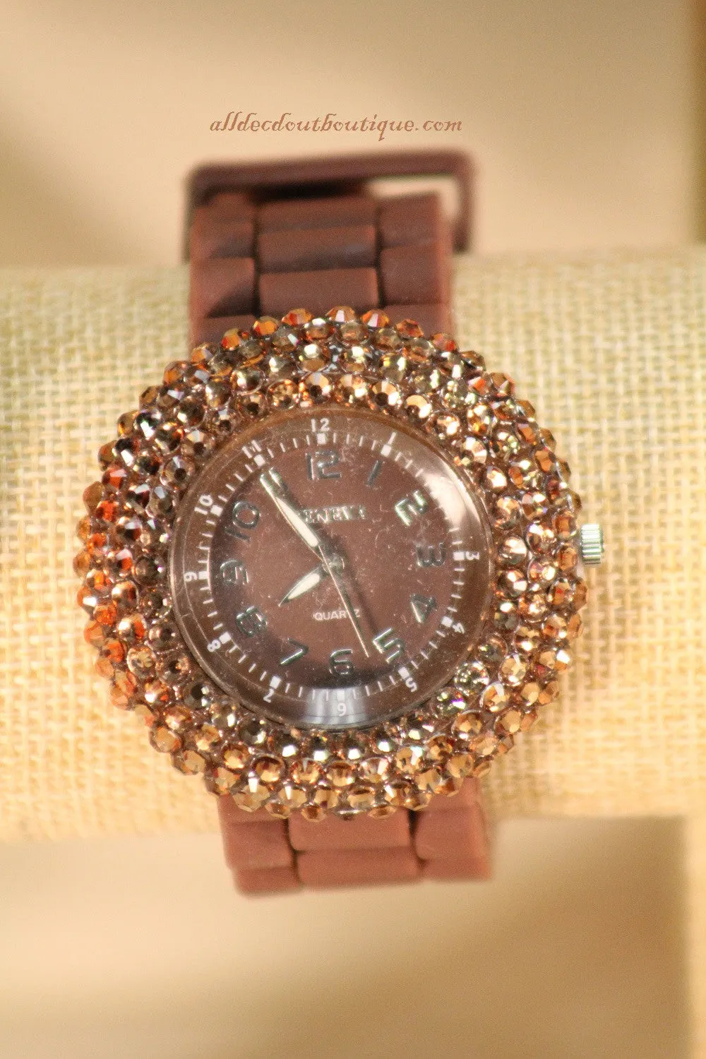 Brown/Brown, Brown Rhinestones | Silicone Band