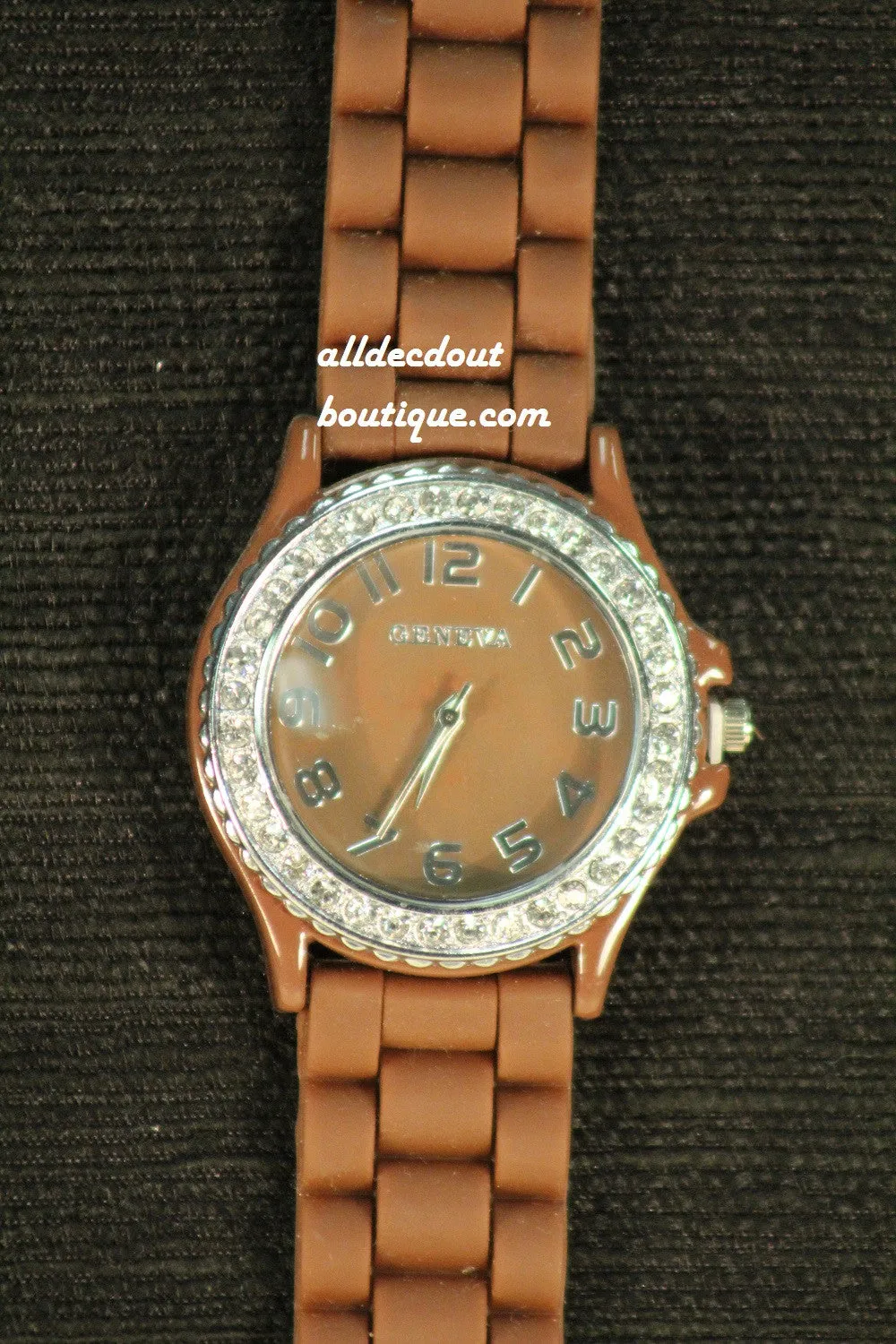 Brown/Brown Clear Rhinestones | Silicone Band