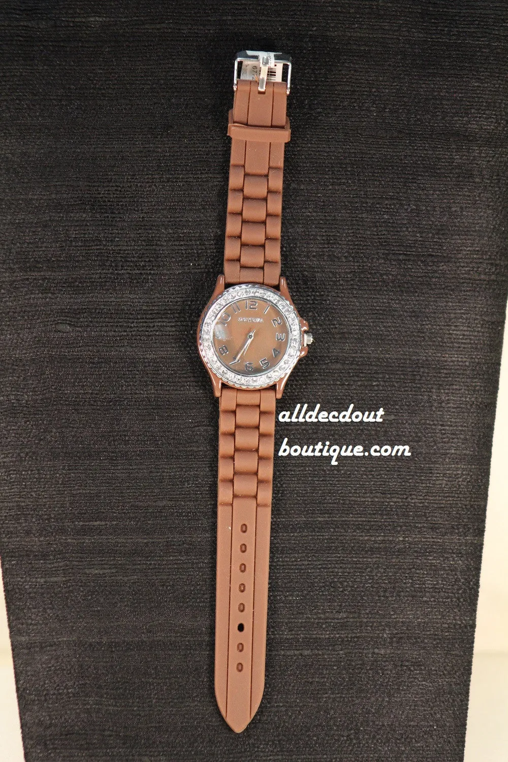 Brown/Brown Clear Rhinestones | Silicone Band