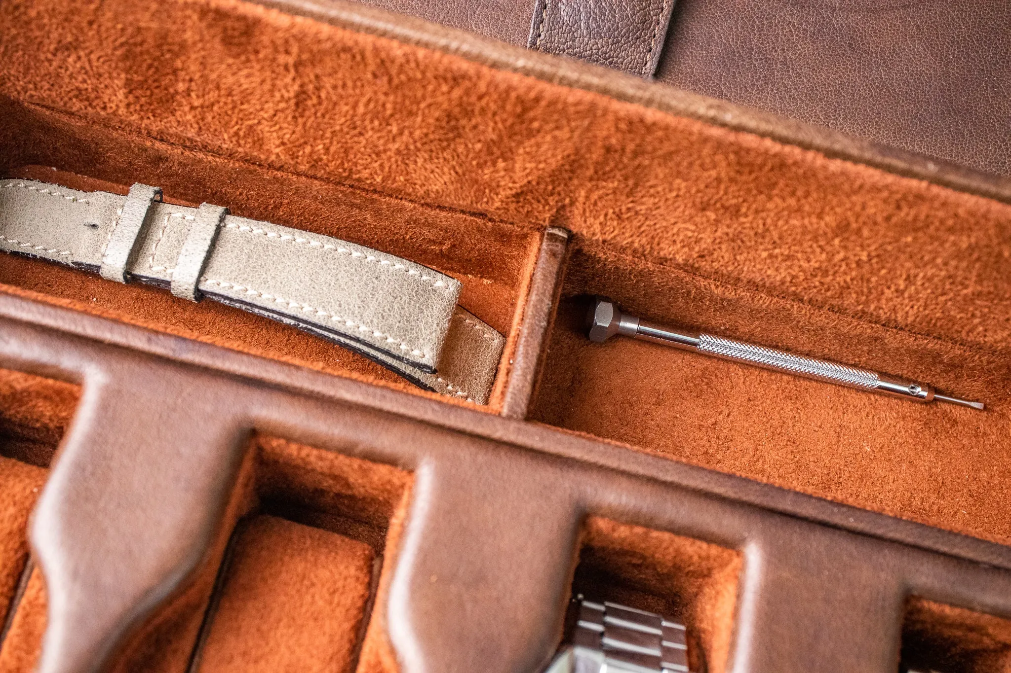 Bulang & Sons Dark Brown Cognac Luxury Leather Watch Box