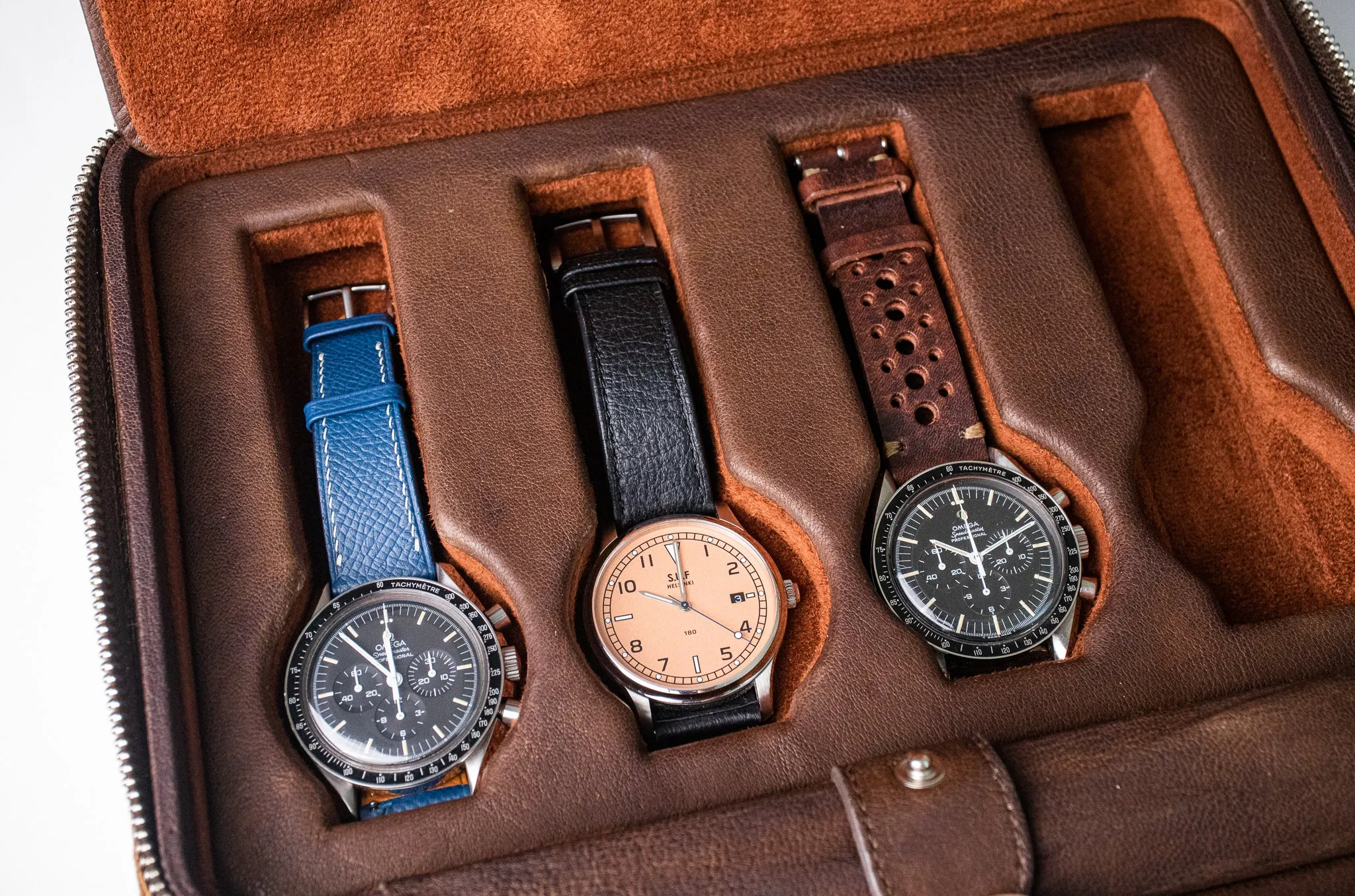 Bulang & Sons Dark Brown Cognac Luxury Leather Watch Box