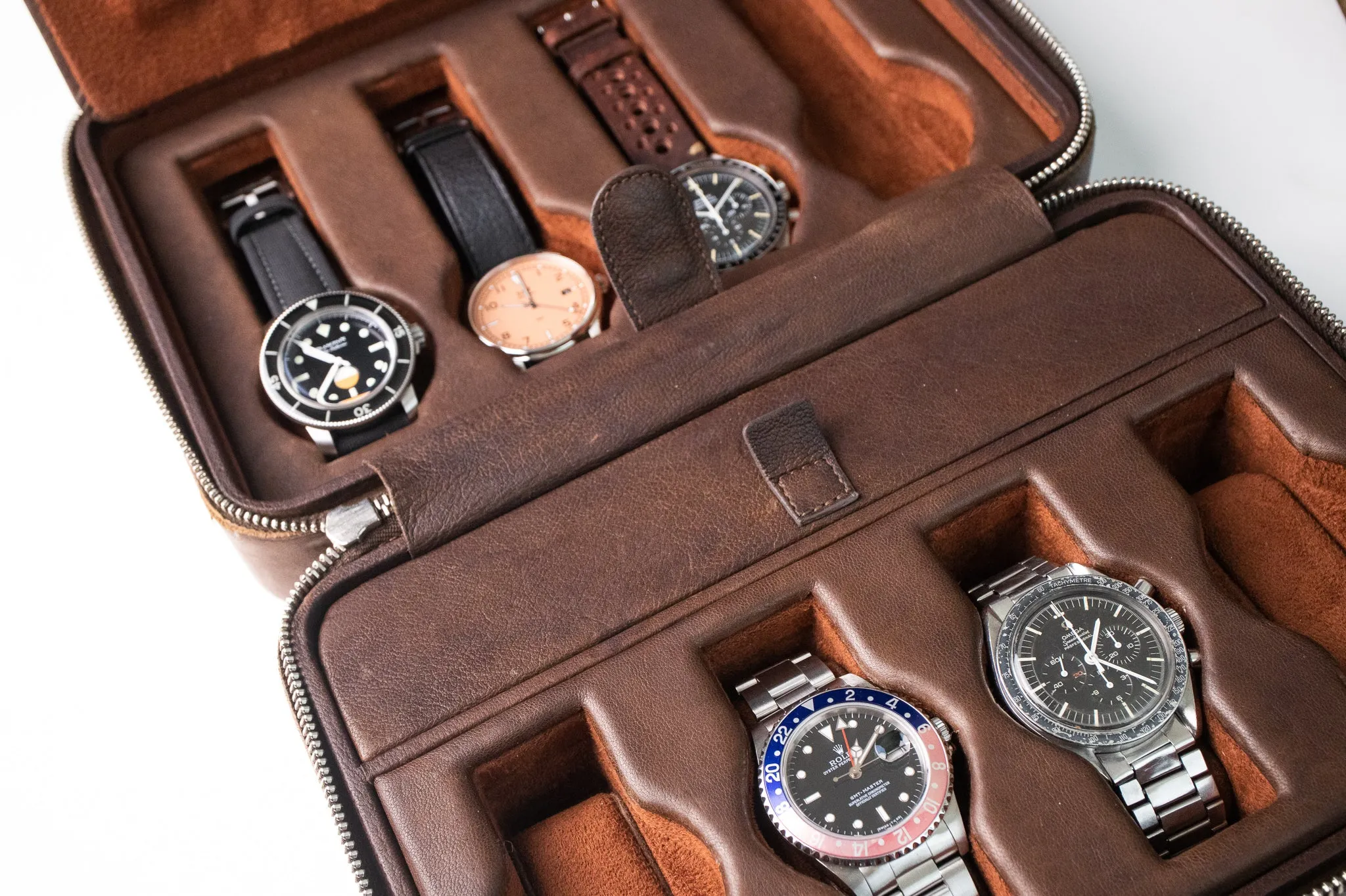 Bulang & Sons Dark Brown Cognac Luxury Leather Watch Box