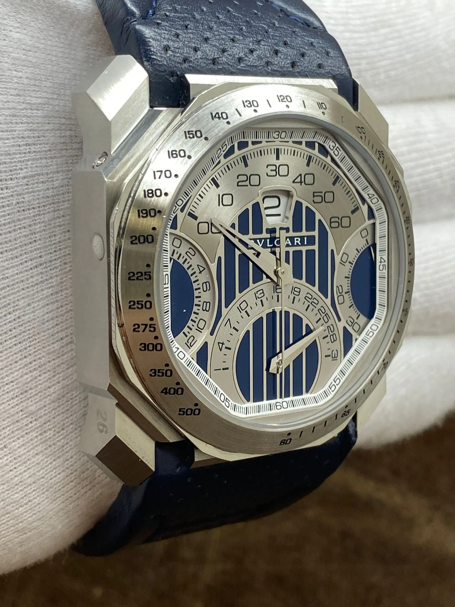 Bulgari Gerald Genta Octo Quadri-Retro Maserati BGO 45 S CHQR Blue Dial Automatic Men's Watch